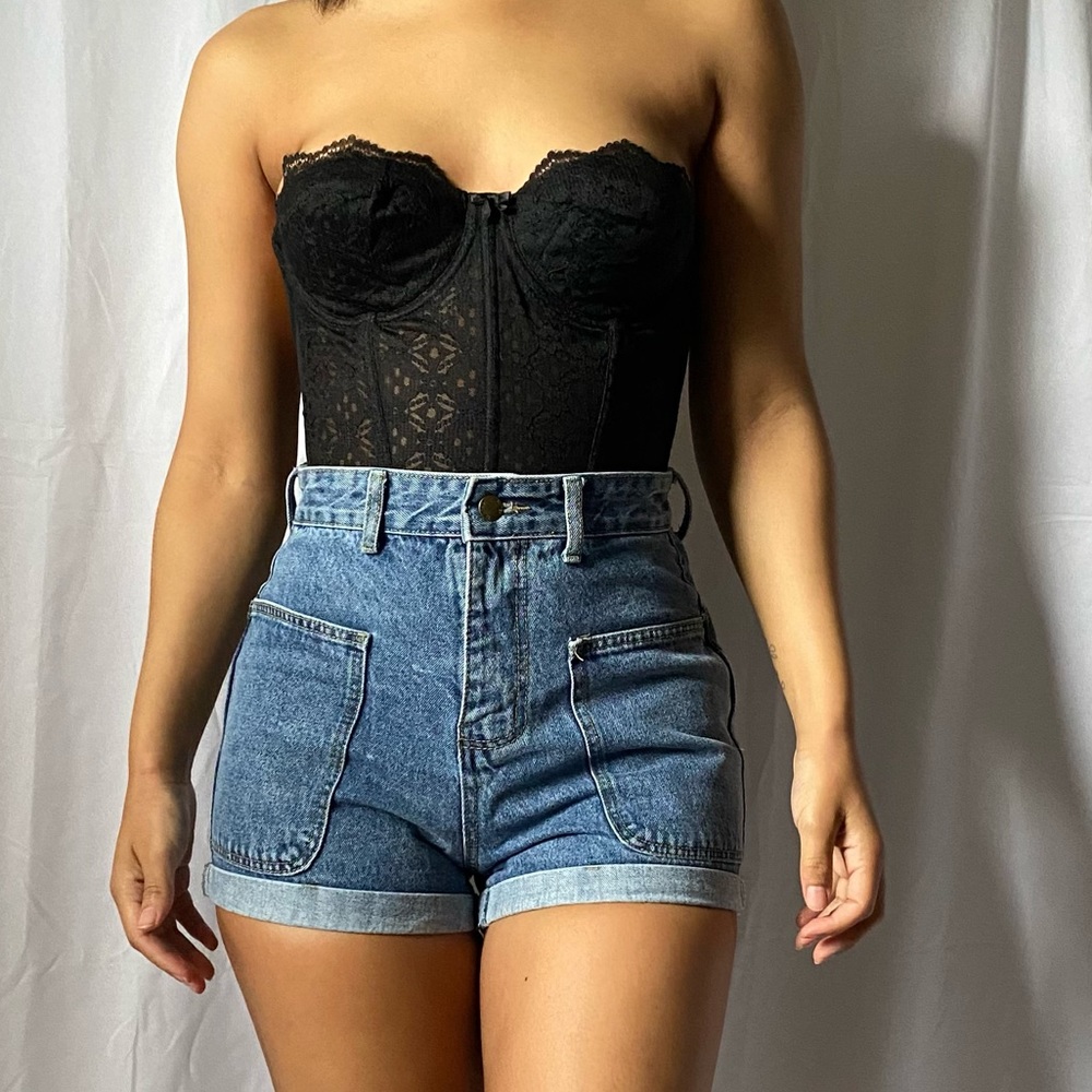High Waisted Beach Denim Shorts